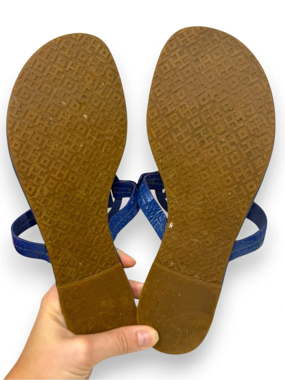 Tory Burch Nautical Blue Patent Leather Miller Thong Sandals 9 Women’s